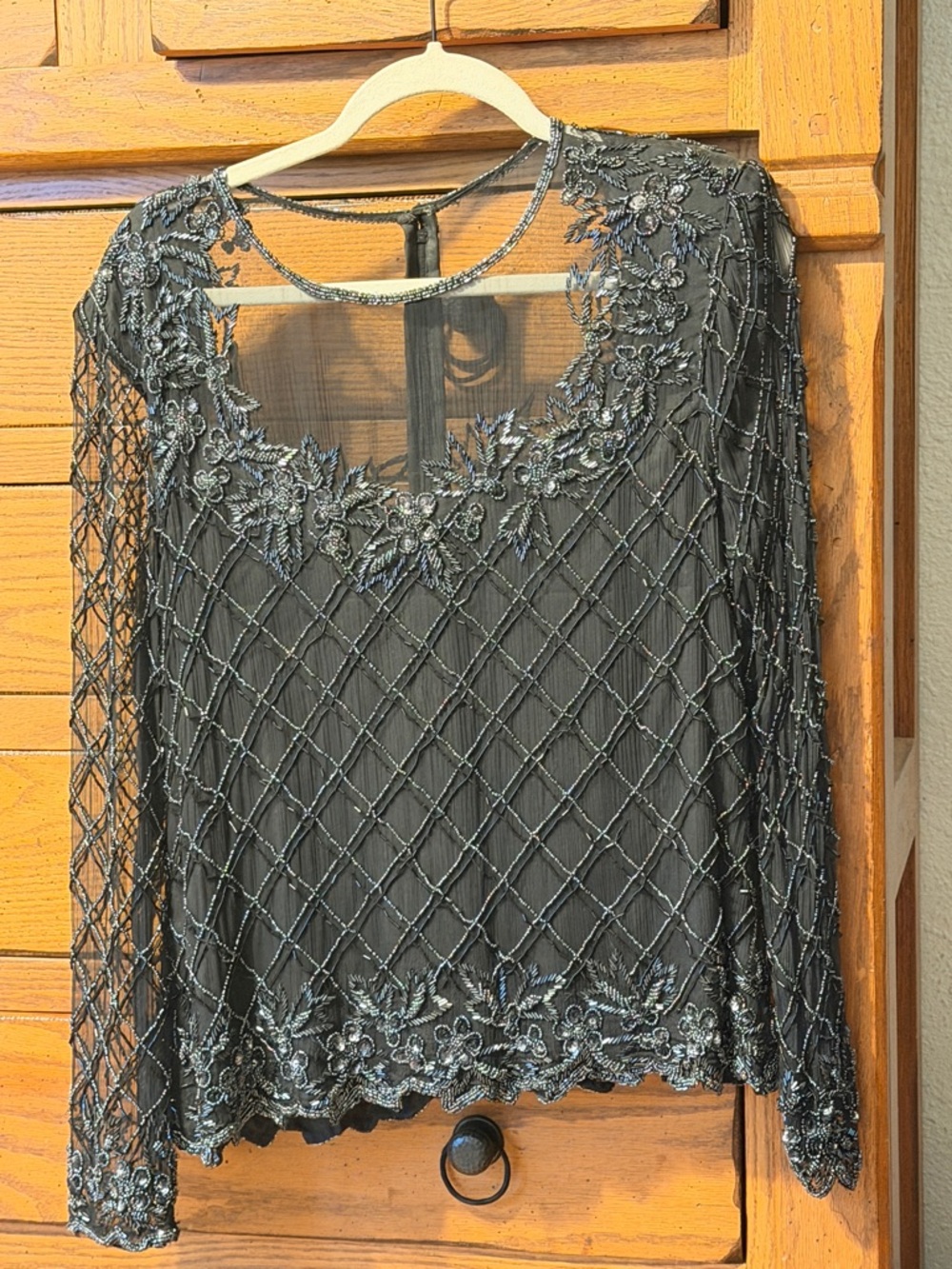 Vintage Stenay Beaded Sheer Overlay Top